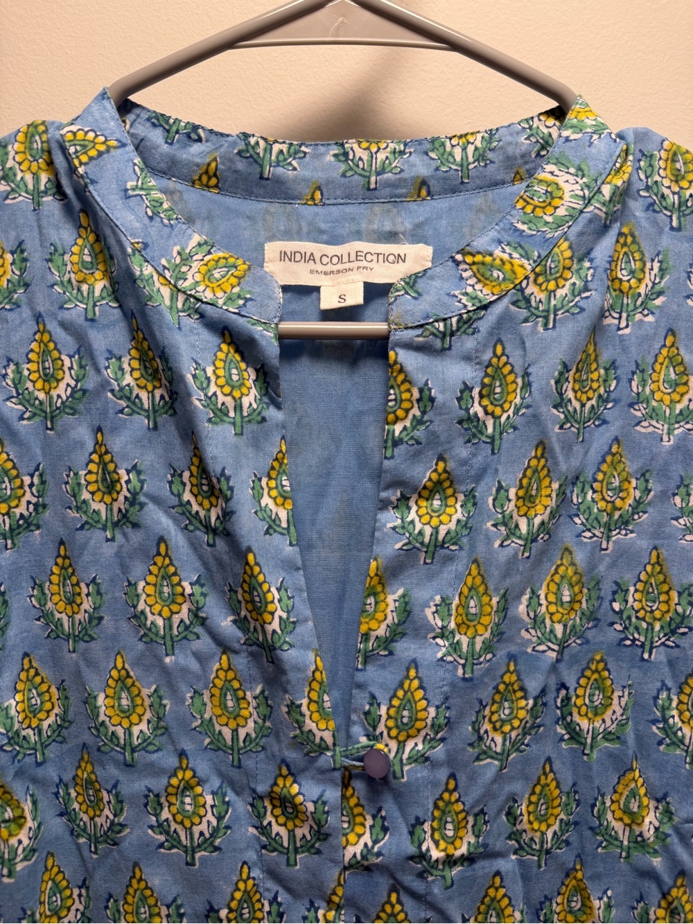 Emerson Fry India collection Blue and green Maxi Dress with Yellow Motif